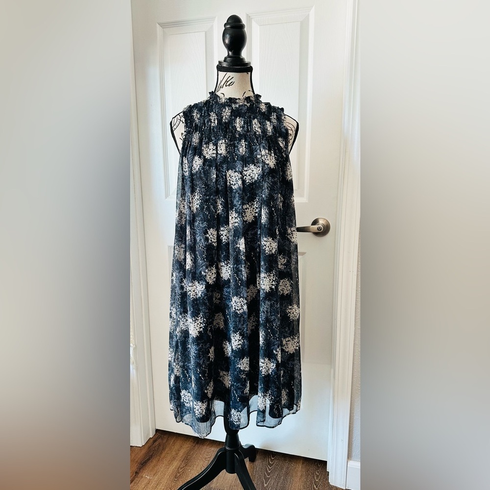 Sleeveless Mock Neck Smocked Midi Dress by Joie